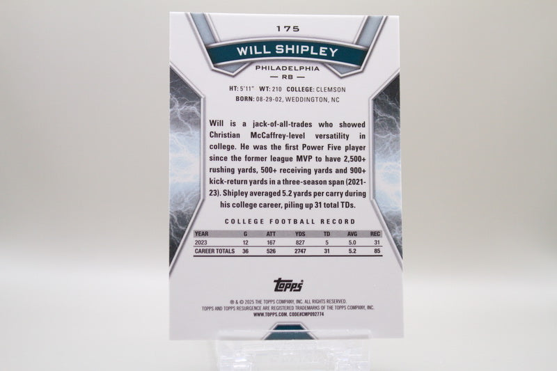 175 - Rookies - Will Shipley (RC)