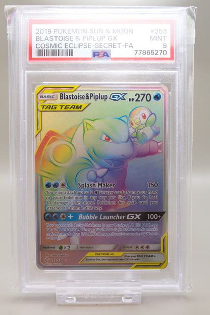 PSA 9 - Blastoise & Piplup GX 253/236